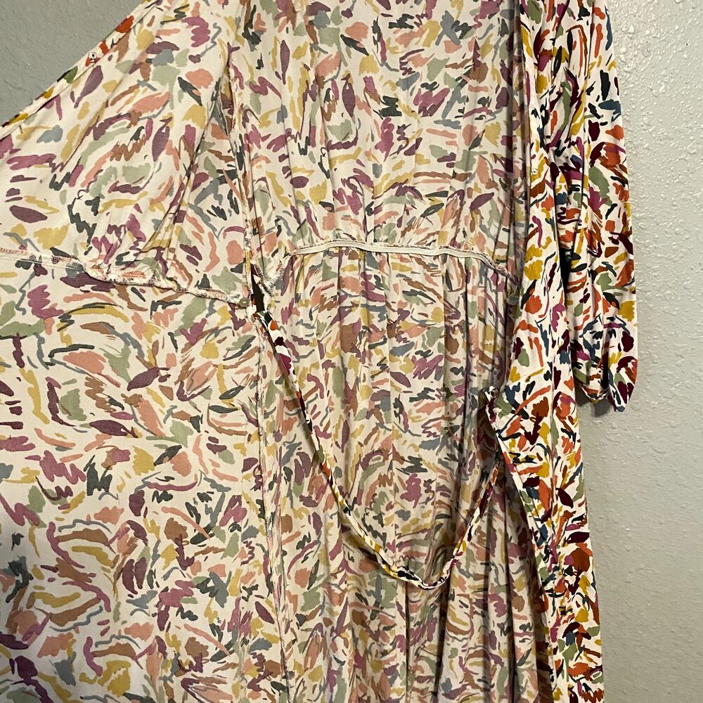 Beach Lunch Lounge Womens Large Dress Wrap Summer Tie Long Abstract Boho - Picture 6 of 13
